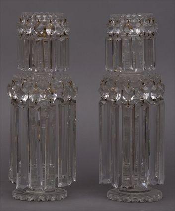 Appraisal: PAIR OF REGENCY CUT-GLASS TABLE CANDLESTICKS Each flared fluted stem