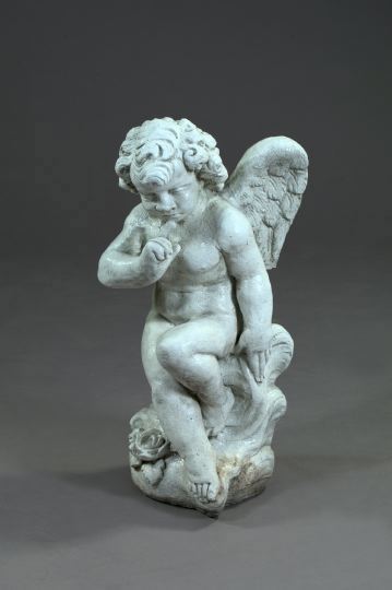 Appraisal: Renaissance-Style Cast-Cement Cherubic Garden Figure early th century h w