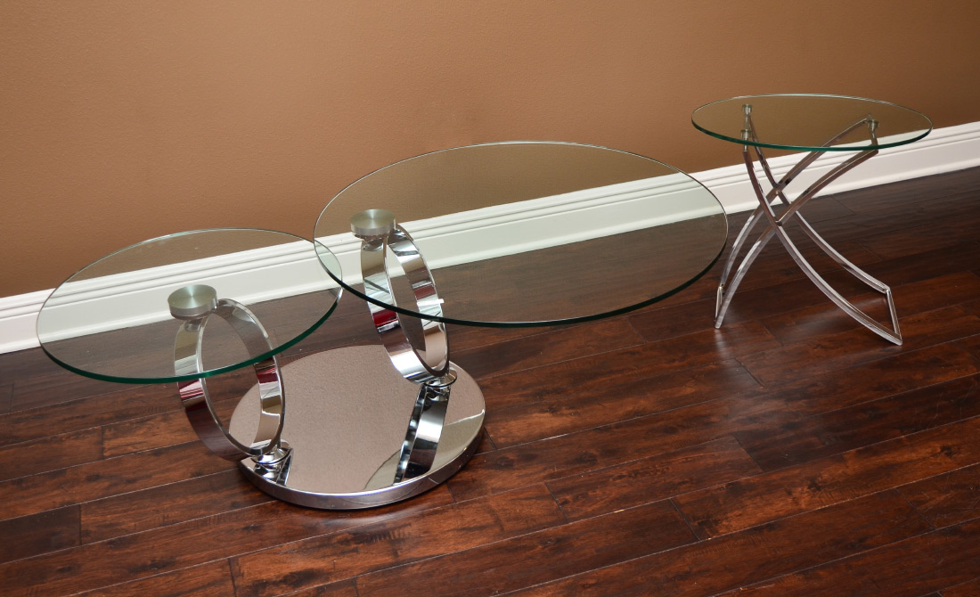 Appraisal: SCAN DESIGN GLASS COFFEE TABLE SIDE TABLE pieces total to