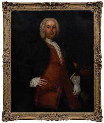 Appraisal: th century British portrait three-quarter length portrait of wigged gentleman