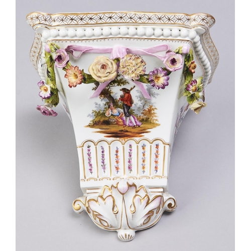 Appraisal: A German floral encrusted porcelain wall bracket c painted with