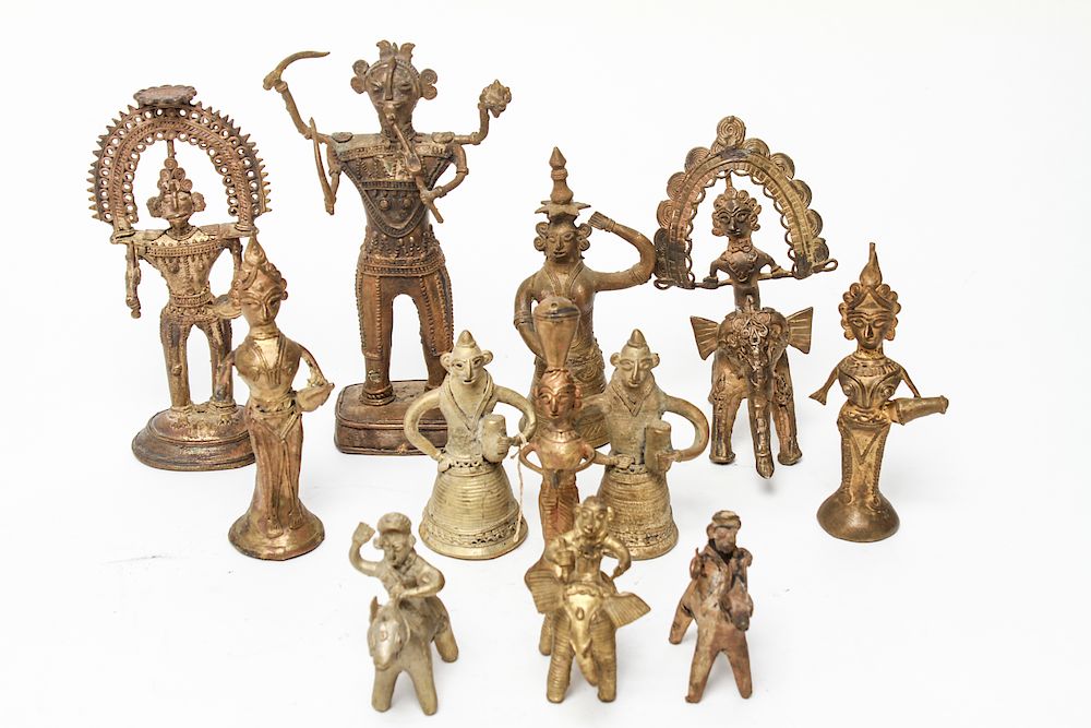 Appraisal: Indian Dhokra Brass Hindu Deity Figures Pcs Indian Dhokra brass