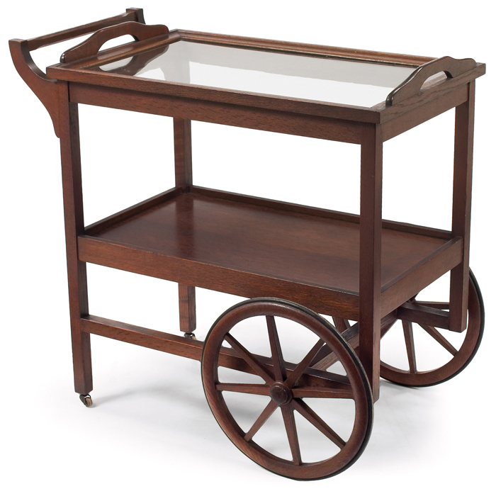 Appraisal: Stickley Brothers tea cart similar to removable glass trayrests above