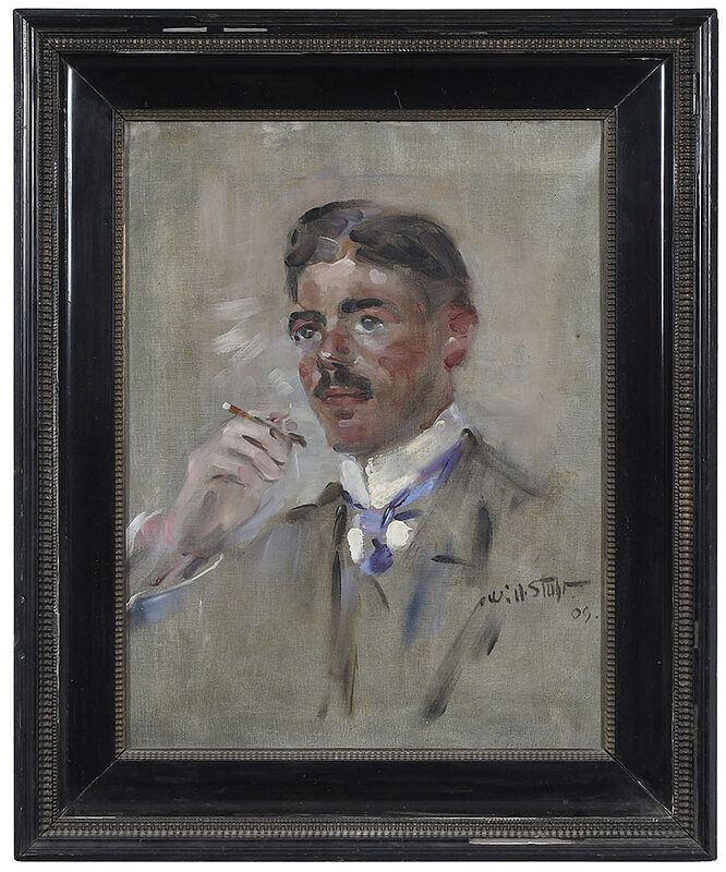 Appraisal: William Stuhr Danish - Portrait of a Man Smoking signed