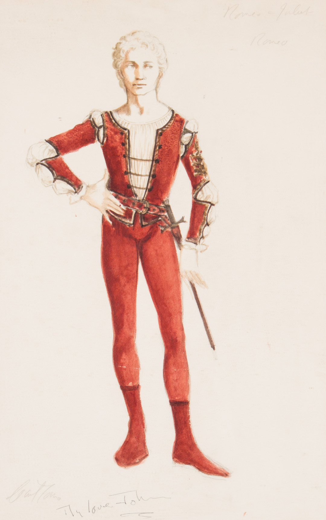 Appraisal: Carl Toms Romeo costume design watercolor British - watercolor graphite