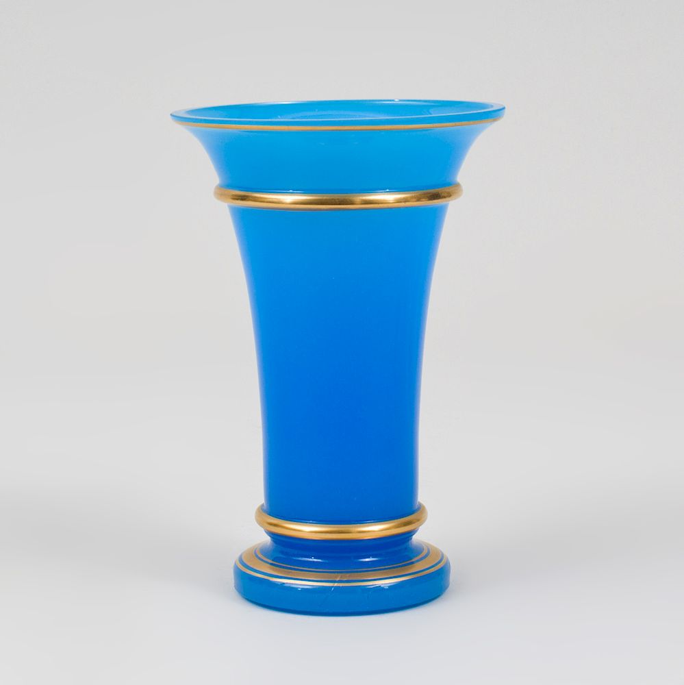 Appraisal: Gilt-Decorated Opaline Glass Beaker x in diam Condition The rim