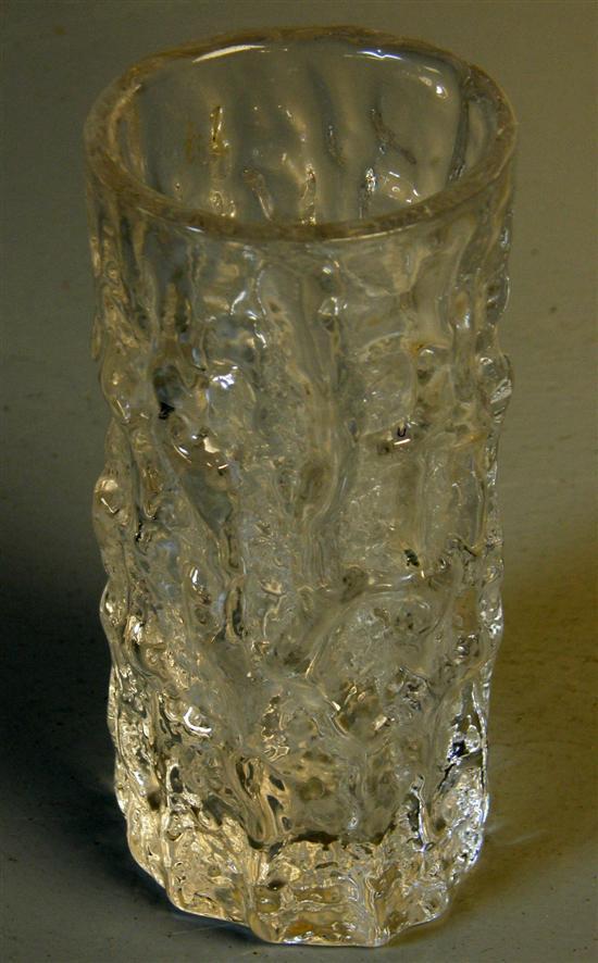 Appraisal: Whitefriars clear glass vase in the crackled ice pattern h