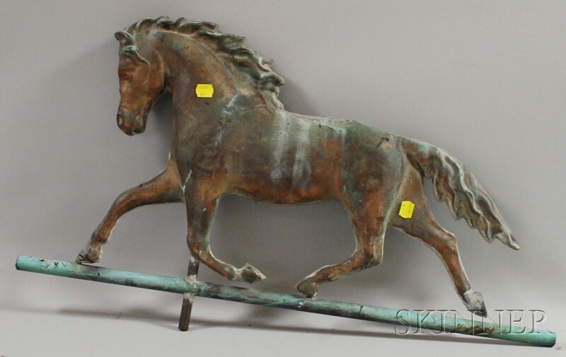 Appraisal: Patinated Molded Copper Full-body Running Horse Weather Vane figure lg