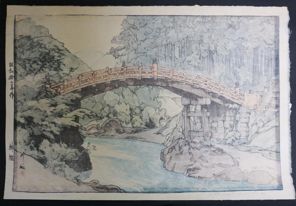 Appraisal: YOSHIDA SACRED BRIDGE JAPANESE WOODBLOCK PRINT UNFRAMED SHEET SIZE X