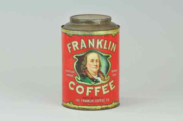 Appraisal: FRANKLIN COFFEE TIN Three pound counter size lithographed tin nice