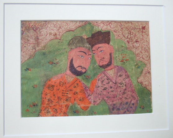 Appraisal: Two men embracing possibly Sultanate India gouache on paper