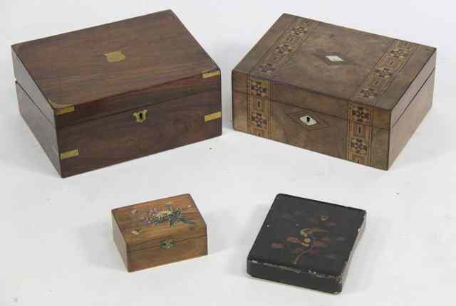 Appraisal: A Victorian inlaid box cm wide and sundry boxes