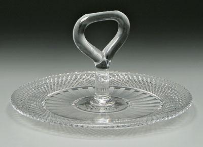 Appraisal: Fry cut glass server diamond pattern cut glass base signed