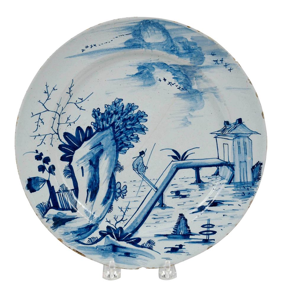 Appraisal: English Delftware Blue and White Plate attributed to Bristol circa