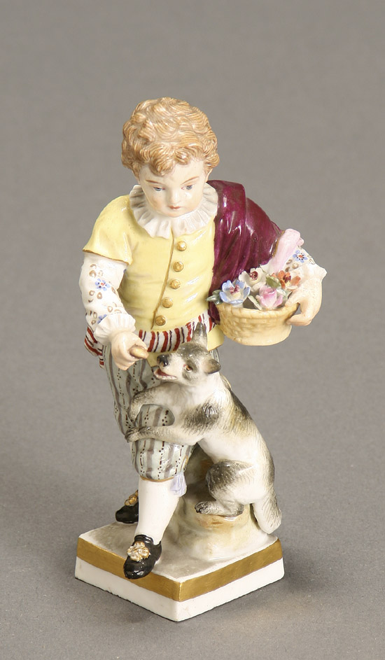 Appraisal: Meissen Figural Group of Boy with Dog Late th-Early th