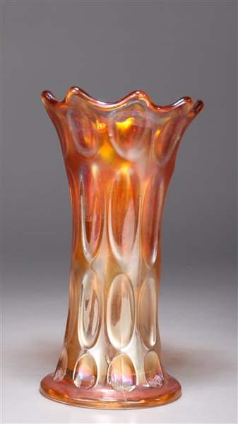 Appraisal: Early vintage Carnival amber glass vase with indented elongated ovals