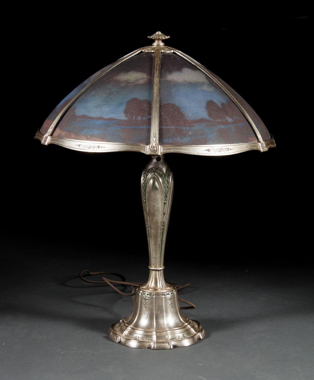 Appraisal: Arts Crafts table lamp first quarter- th century silvered metal