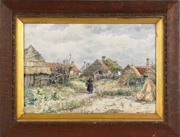 Appraisal: Henri Seghers Belgian - watercolor village scene signed lower right