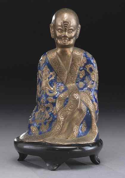 Appraisal: Chinese Qing enamel over bronze figuredepicting a monk ''H Circa