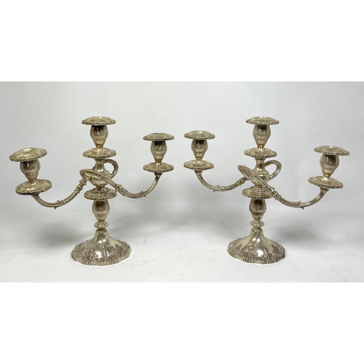 Appraisal: Pr Sterling Weighted candelabras English Rose Dimensions H inches W