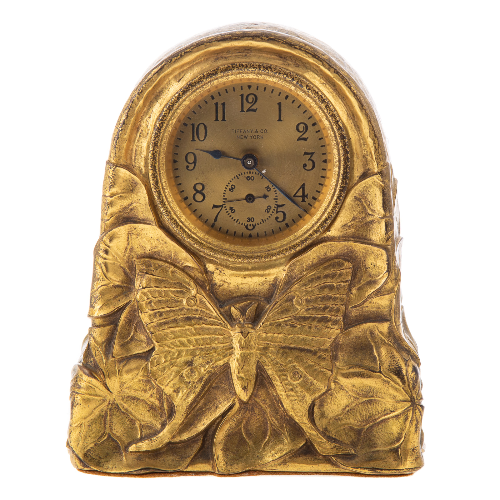 Appraisal: TIFFANY GILT BRONZE DESK CLOCK Circa - clock with rounded