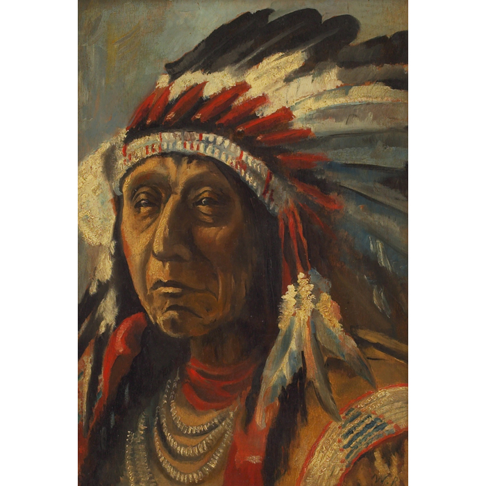 Appraisal: Warren Eliphalet Rollins American - Indian Chief c oil on