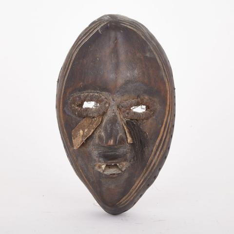 Appraisal: Dan Carved Wood Mask with applied hair hide and metal