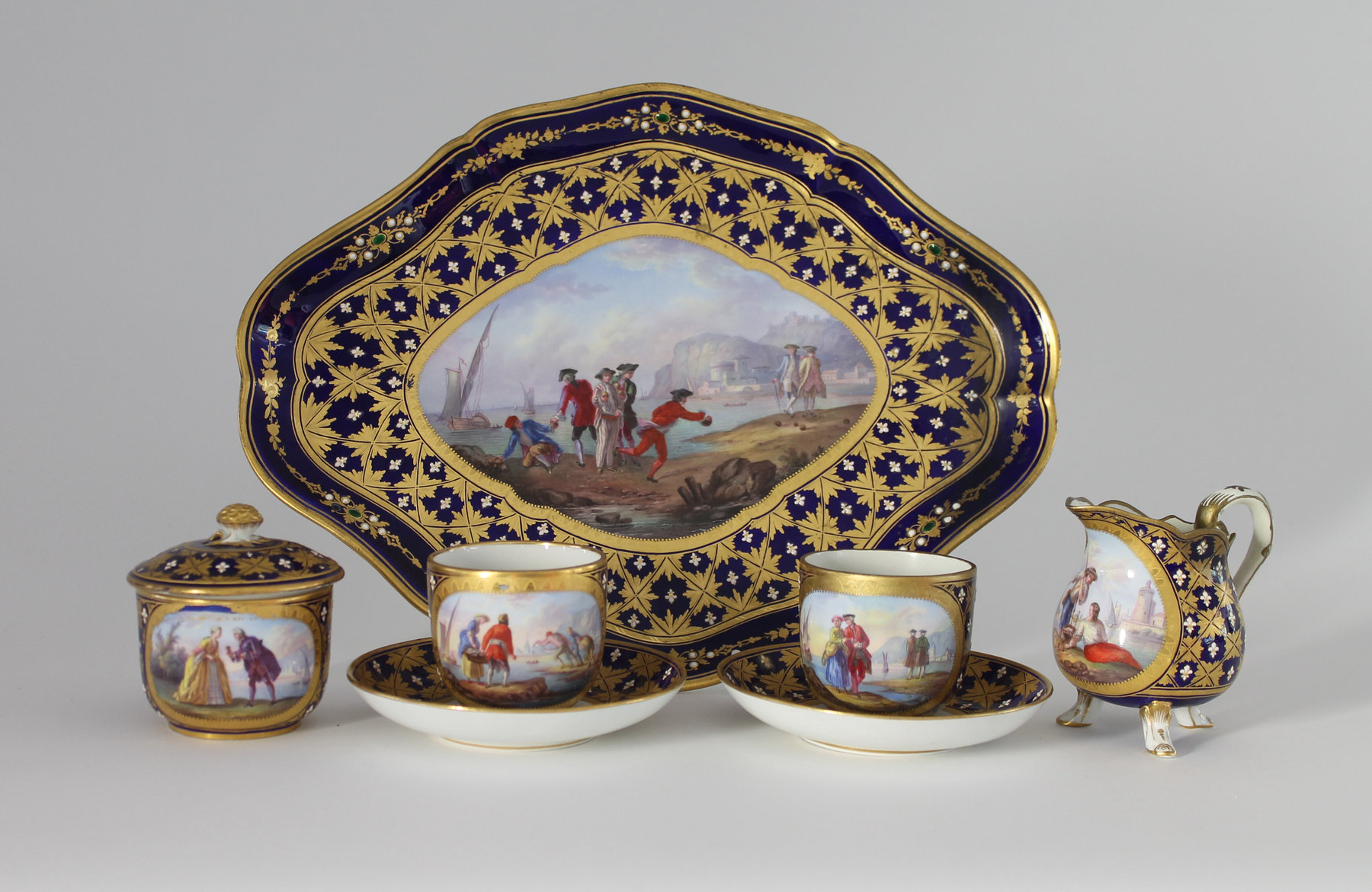 Appraisal: A S vres style cabaret set circa comprising a tray