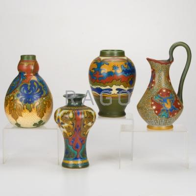 Appraisal: ZUID-HOLLAND GOUDA Four pieces Marken vase by Adrianus Lansaat Sana