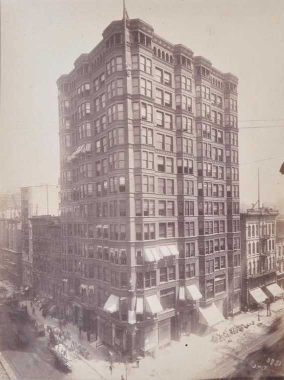 Appraisal: USA s Corner building Circa Silver print Mounted under mat