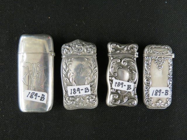 Appraisal: Sterling Silver Match Safes florals and more largest is X