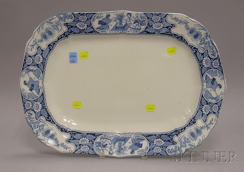 Appraisal: Blue and White Wood Son Platter rectangular form with rounded