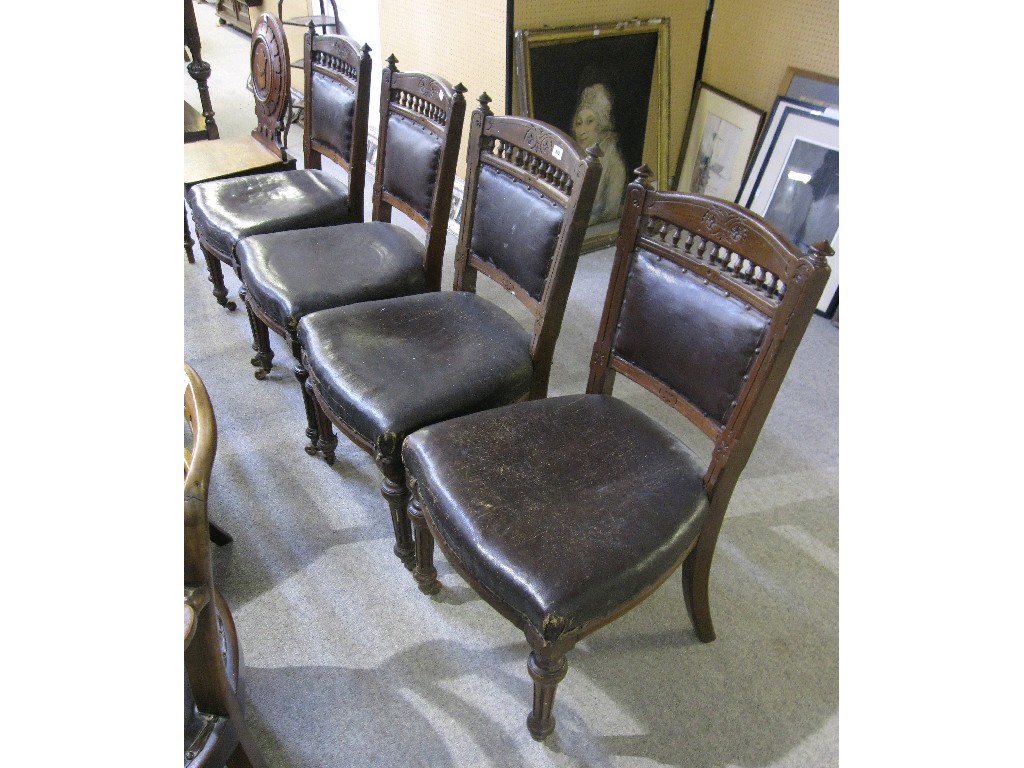 Appraisal: Set of four leather upholstered dining chairs