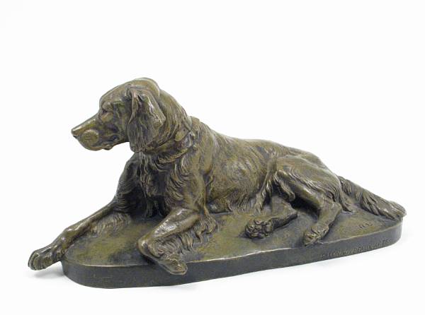 Appraisal: A French patinated bronze model of a dog cast after