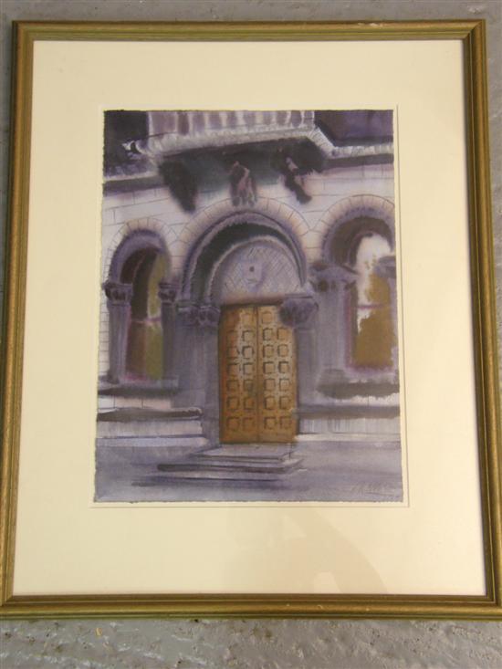 Appraisal: Richard Elliot print Islamic doorway watercolour signed h w in