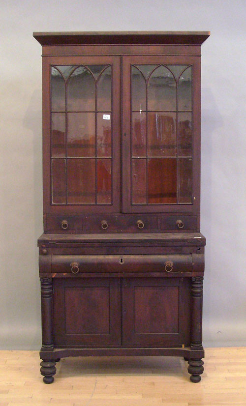 Appraisal: Empire mahogany bookcase mid th c together with a secretary