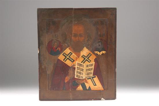 Appraisal: CENTRAL RUSSIAN ICON OF SAINT NICHOLAS th century Tempera and