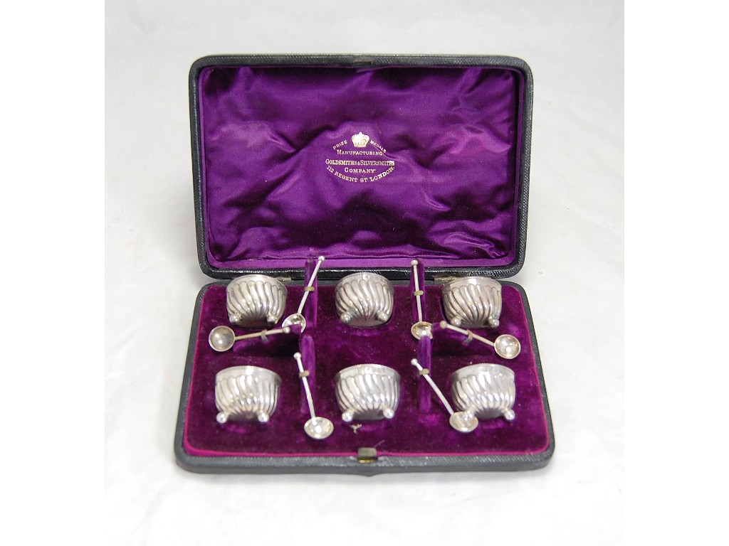 Appraisal: Victorian cased set of six half reeded ovoid small open