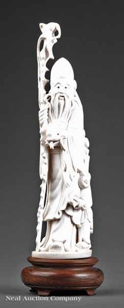 Appraisal: A Chinese Carved Ivory Figure of the Daoist Immortal Shoulao