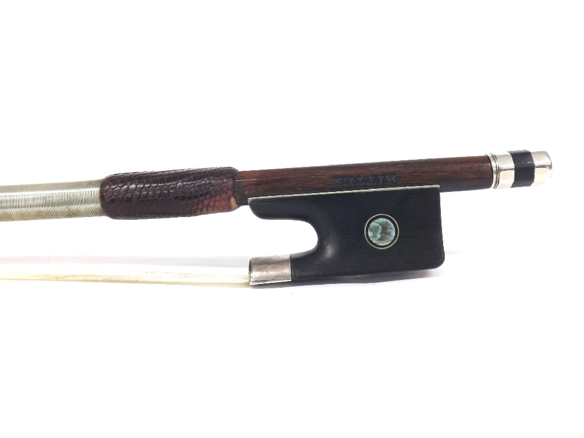 Appraisal: German silver mounted violin bow probably by Bausch and stamped