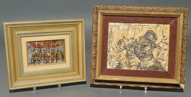 Appraisal: Cucaro Pascal American - two small oil paintings of street