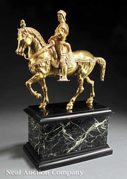 Appraisal: An Italian Grand Tour Gilt Bronze Equestrian Sculpture of Bartolomeo