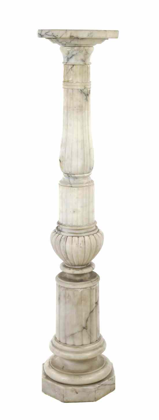 Appraisal: An Italian Marble Pedestal having a square top with canted