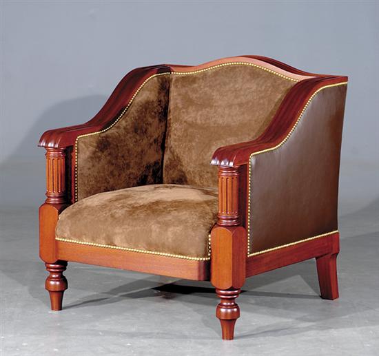 Appraisal: William IV style mahogany and leather club chair Benjamin Covington