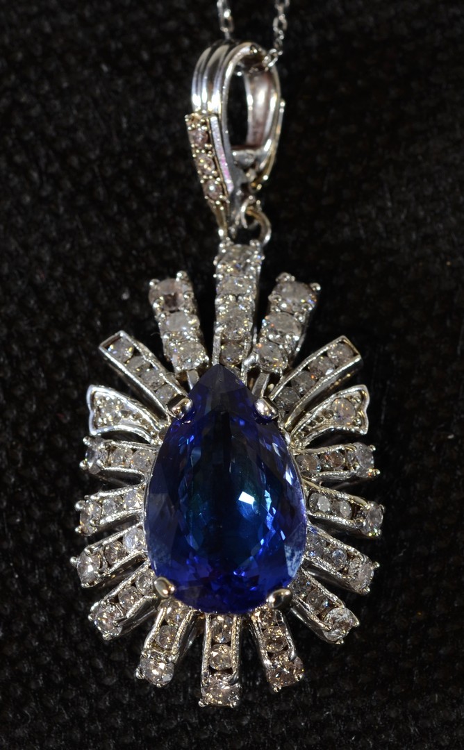 Appraisal: K WG pendant set w carat tanzanite and diamonds of