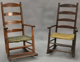 Appraisal: Two early ladder back rockers each with four slats and