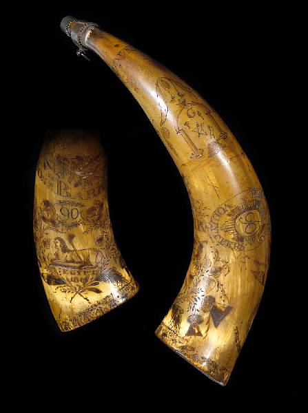 Appraisal: An engraved British powder horn for the th Perthshire Volunteers