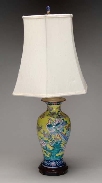 Appraisal: GOOD ORIENTAL VASE LAMP Shaped vase with flaring rim and