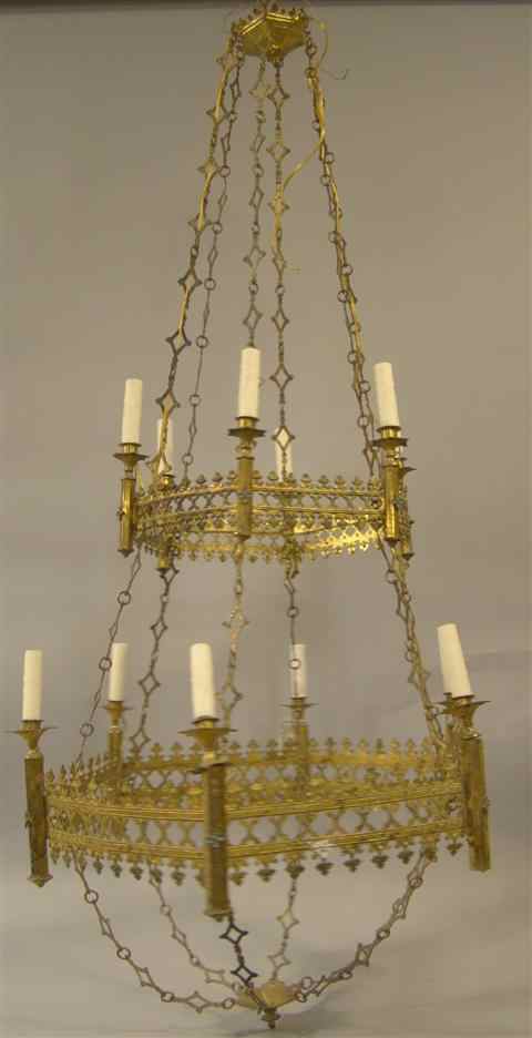 Appraisal: GOTHIC CHANDELIER cast in two tiers each cast with pierced