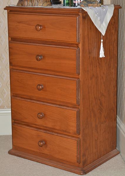 Appraisal: PINE CHEST OF FIVE DRAWERS